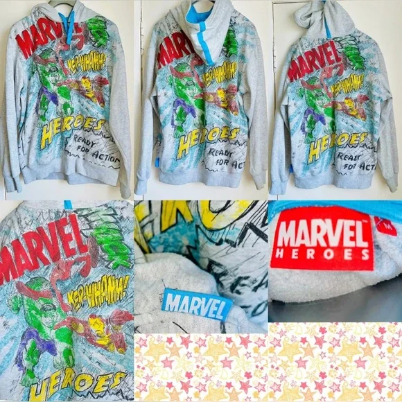 Marvel Heroes Hulk Spiderman Iron Man hoodie size Meduim - Picture 1 of 9